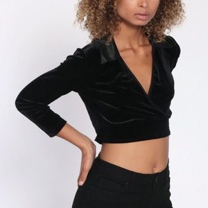 H&M Velvet Wrap Crop Top